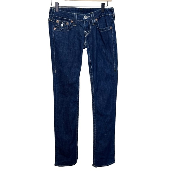 True Religion Straight Leg Dark Wash Jeans Size 26 - Picture 1 of 16